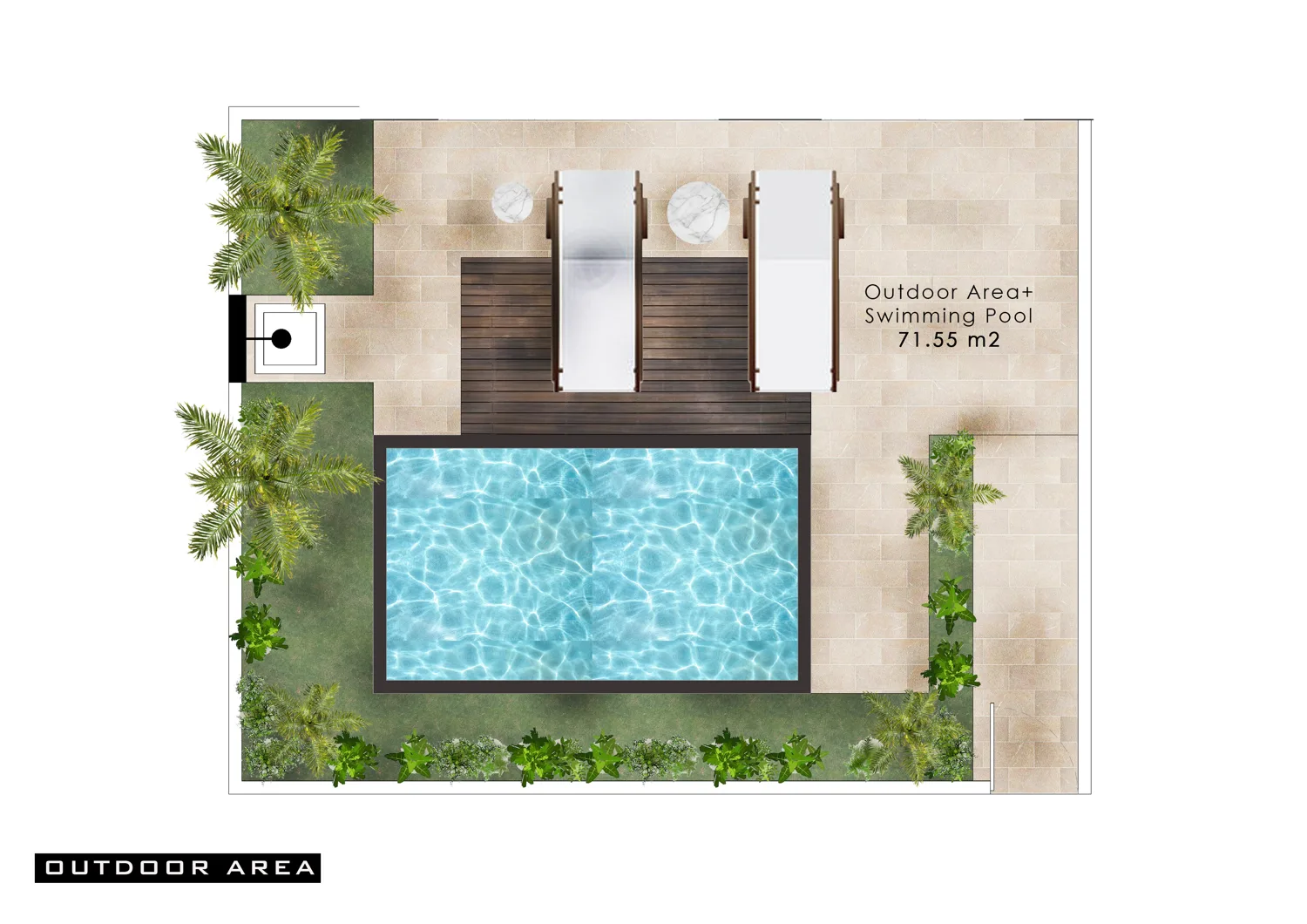 Зовнішня зона вілли 231 — басейн, 71,55 м²